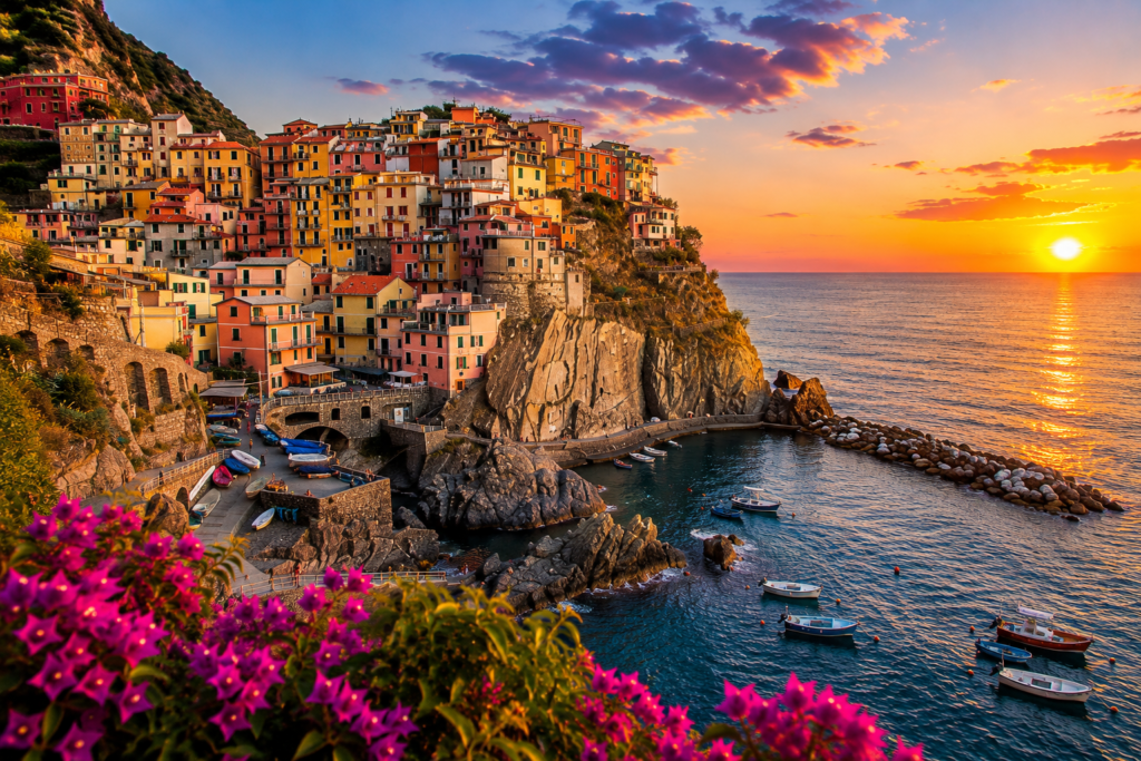 Manarola at Sunset in Cinque Terre
